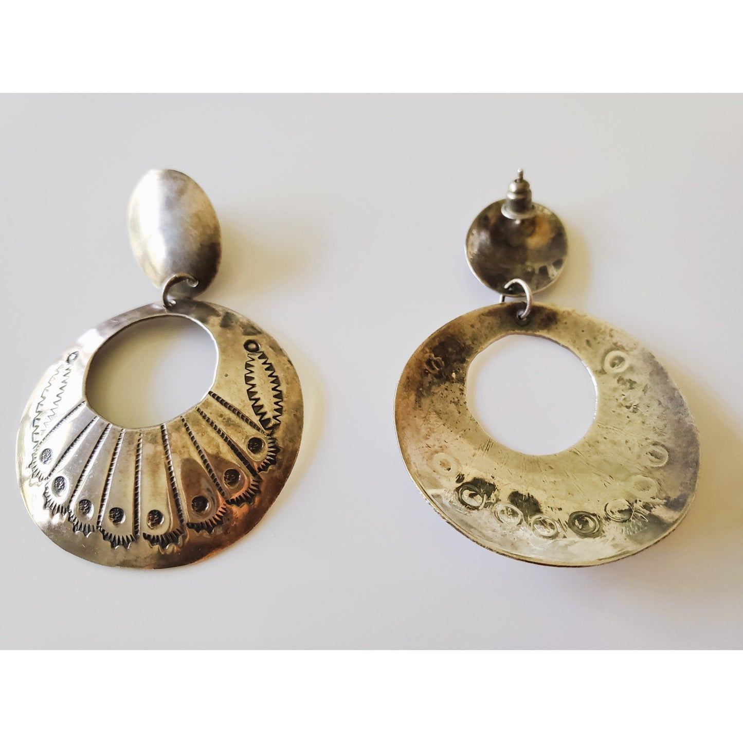 Vintage Sterling Silver Concho Navajo Earrings