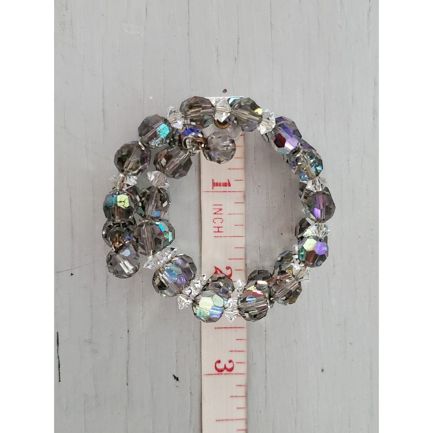 Vintage Smokey Crystal Bracelet and Earring Jewelry Set