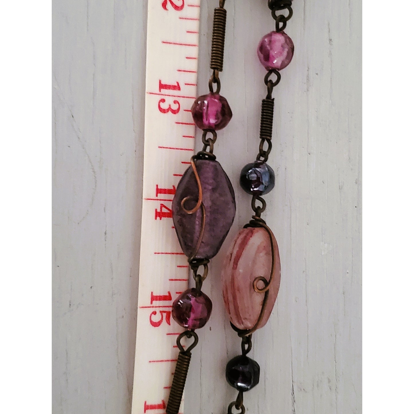 Lavender and Purple Glass Long Rope Necklace