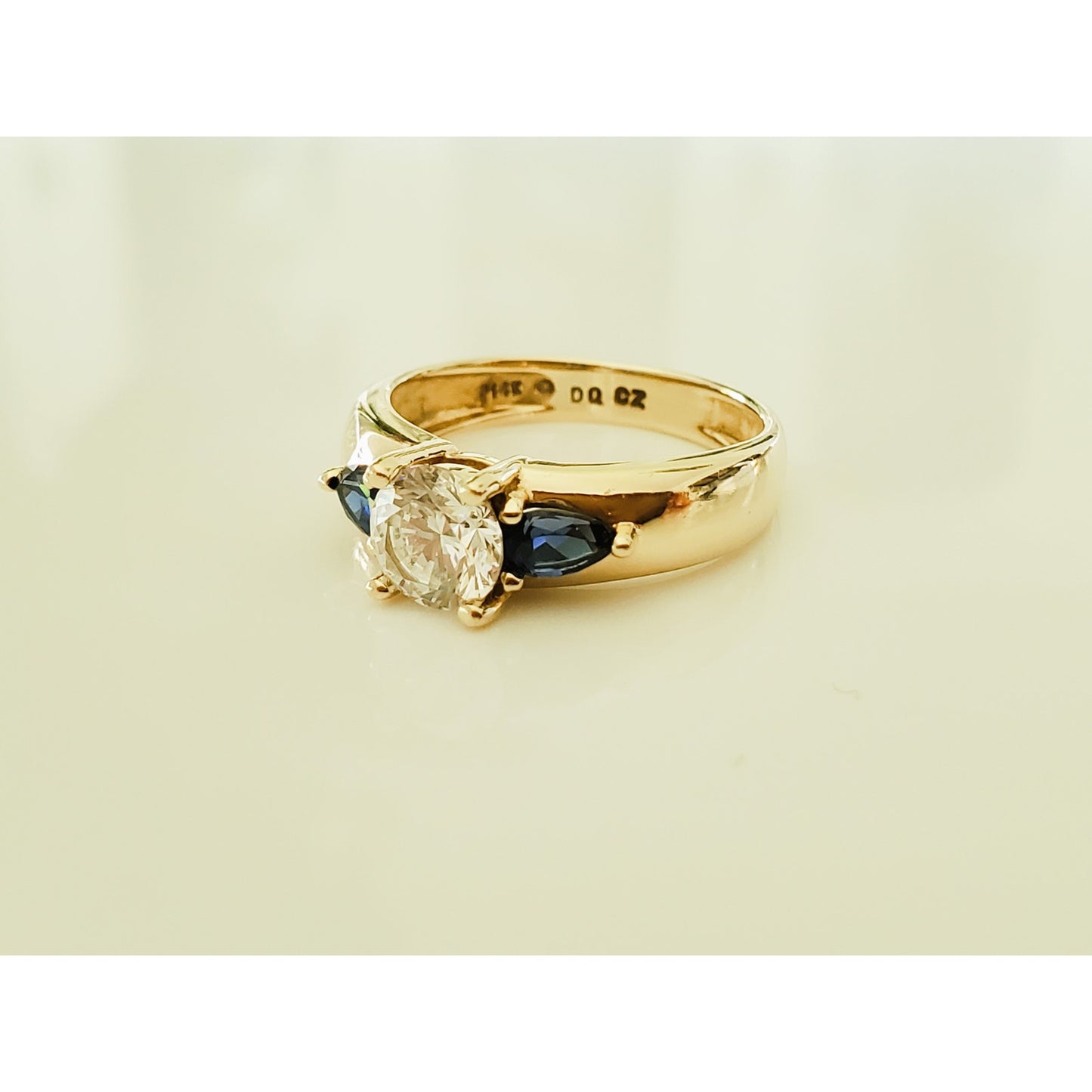 Vintage 14K Gold Sapphire and Crystal Zirconia Ring