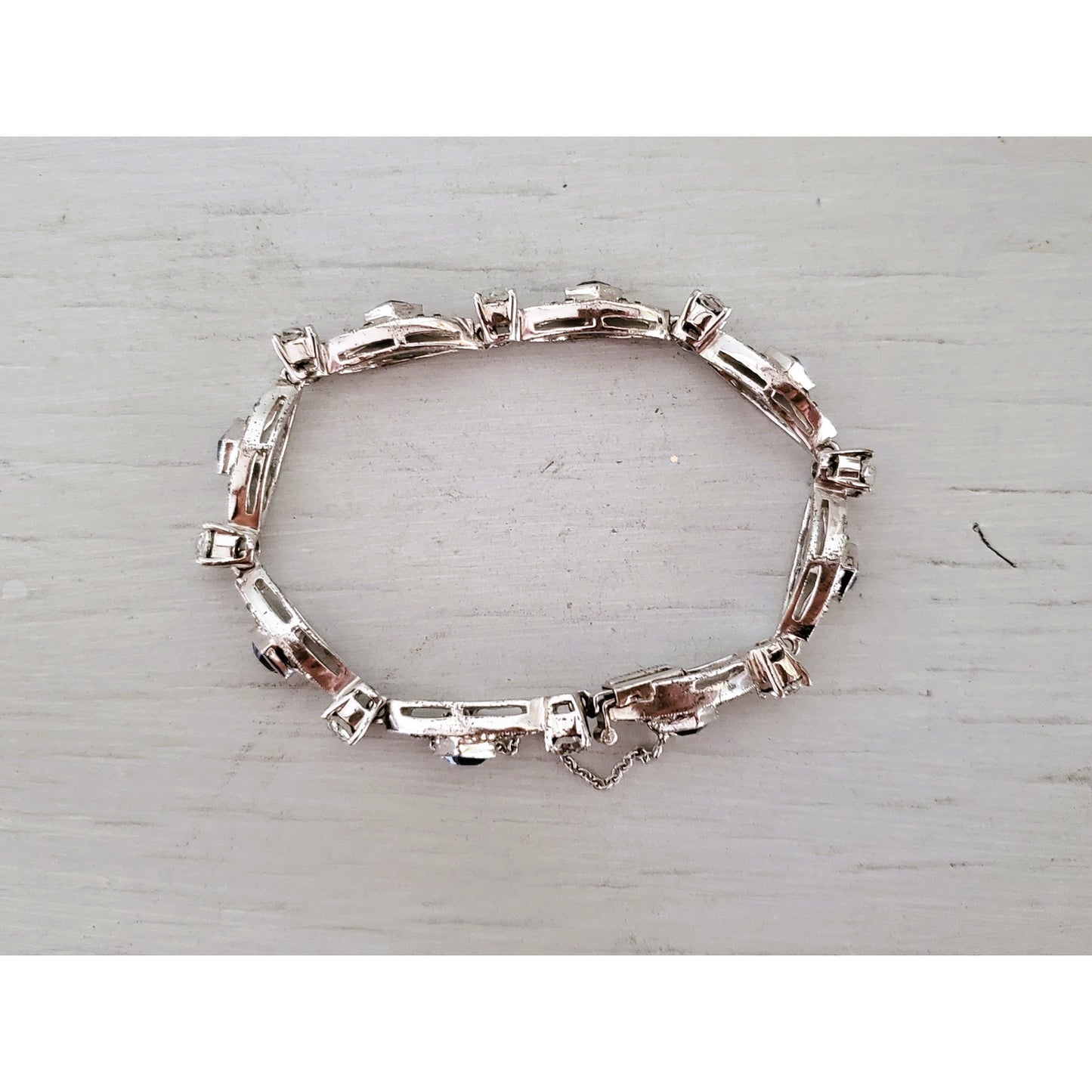 Sterling Silver Sapphire and CZ Tennis Bracelet