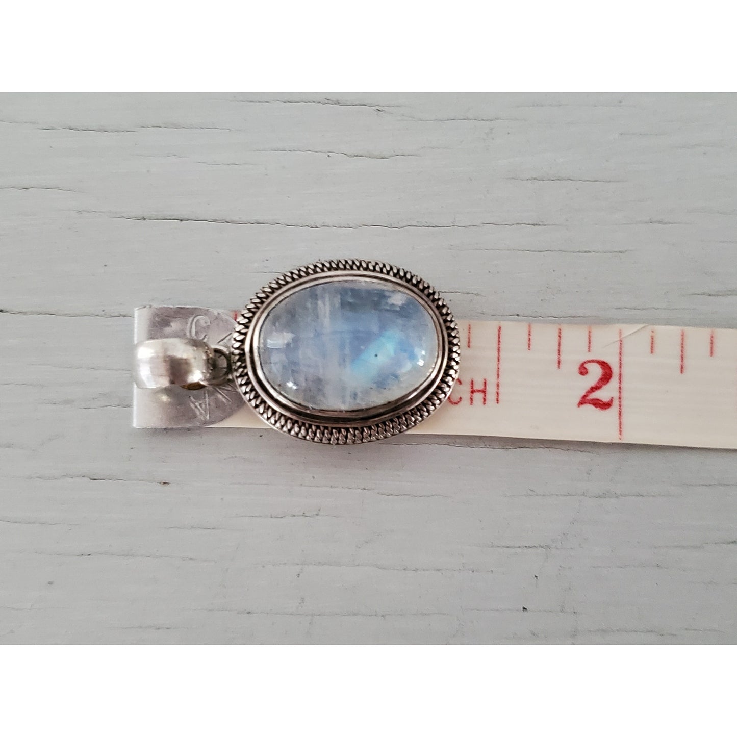 Vintage Sterling Silver Oval Moonstone Pendant