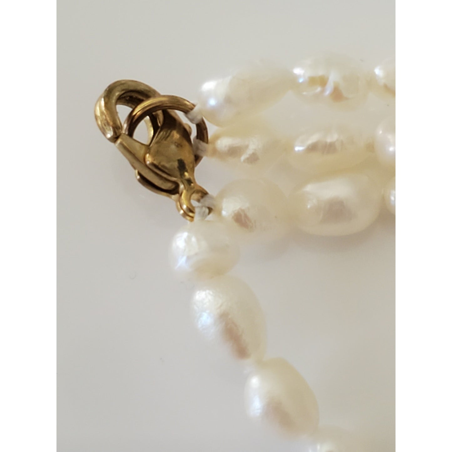 Vintage 18in Rice Pearl and Garnet Bead Necklace