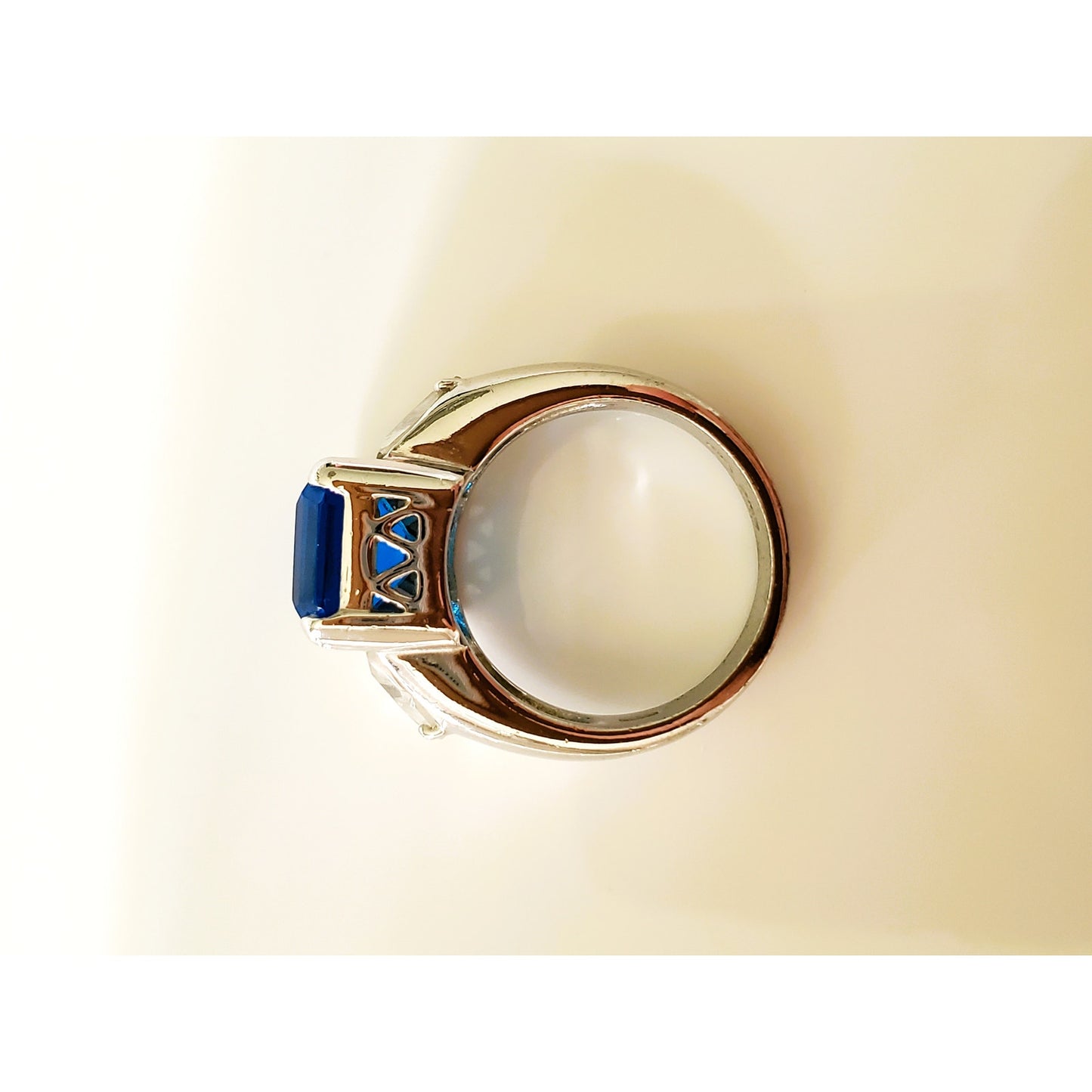 Sterling Silver Large Cocktail Blue Stone Ring
