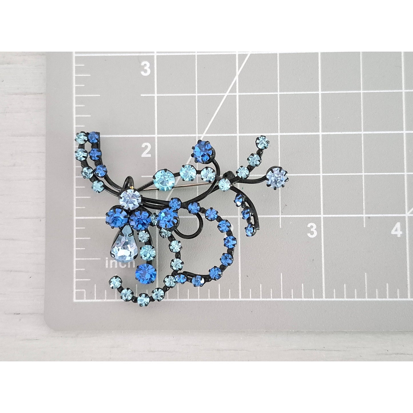 Vintage Austria Blue Crystal Rhinestone Brooch
