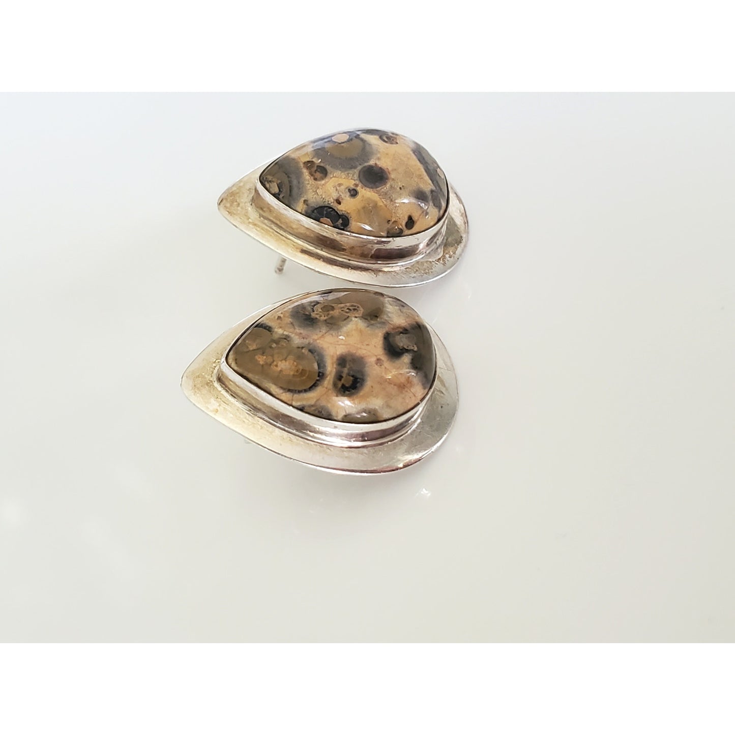 Vintage Vidal Chavez Sterling Silver Leopard Jasper Earrings