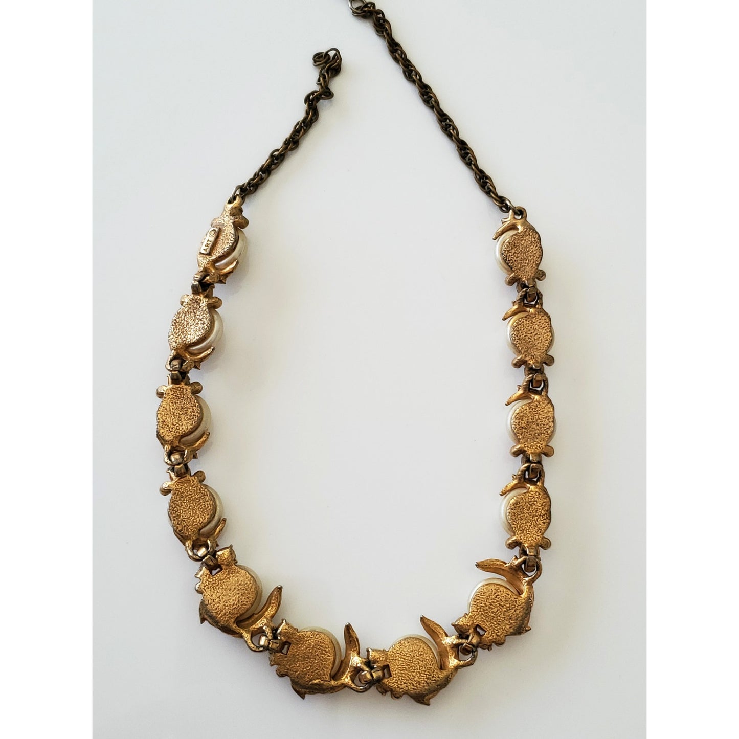 Vintage Art Designer Faux Pearl and Rhinestone Necklace