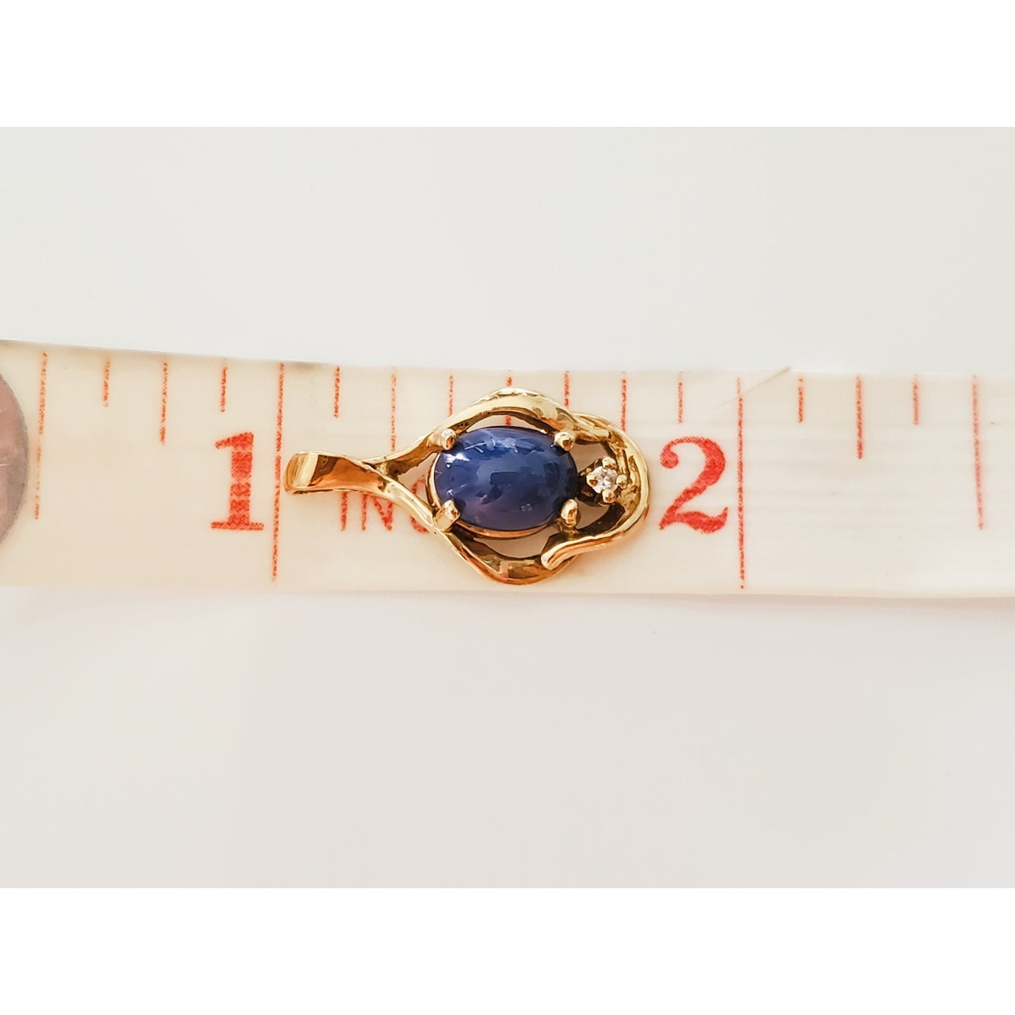 14K Gold Vintage Star Sapphire and Diamond Pendant