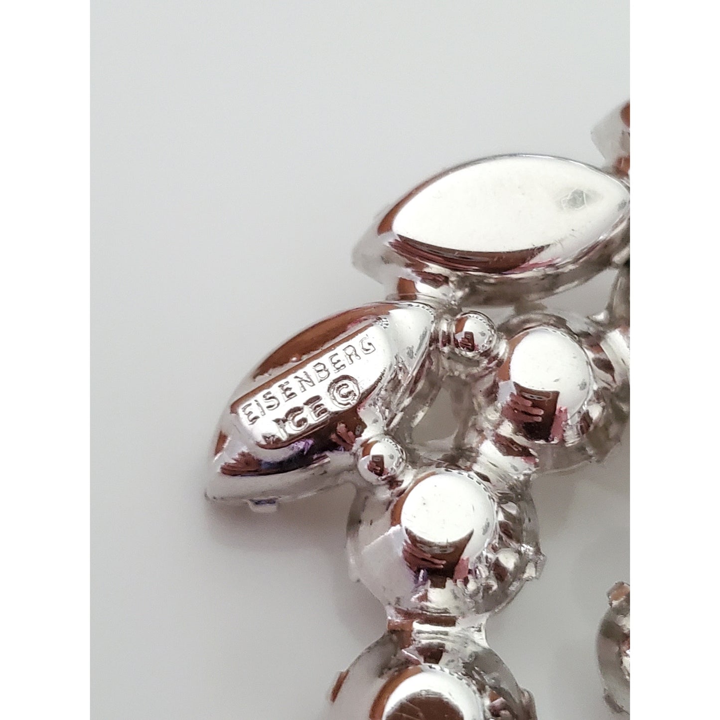 Vintage Eisenberg Ice Clear Crystal Rhinestone Brooch
