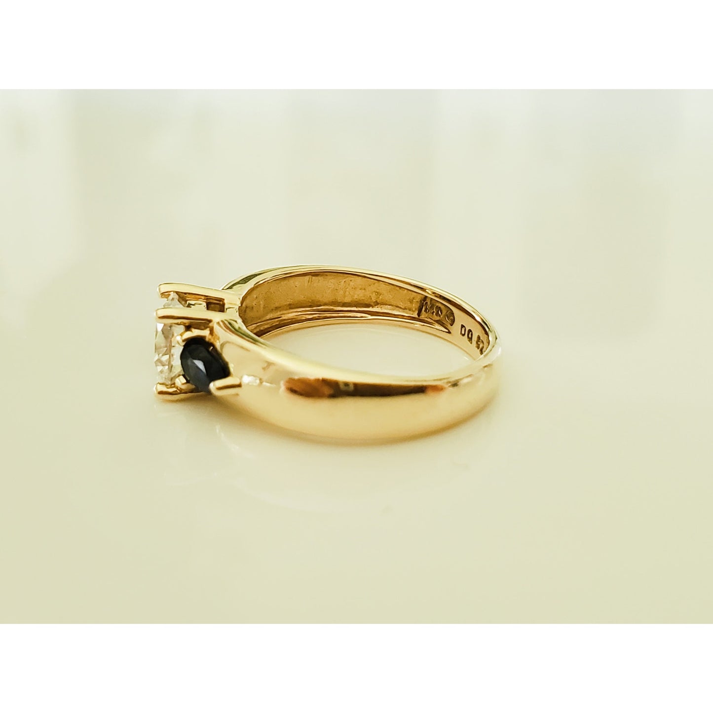 Vintage 14K Gold Sapphire and Crystal Zirconia Ring