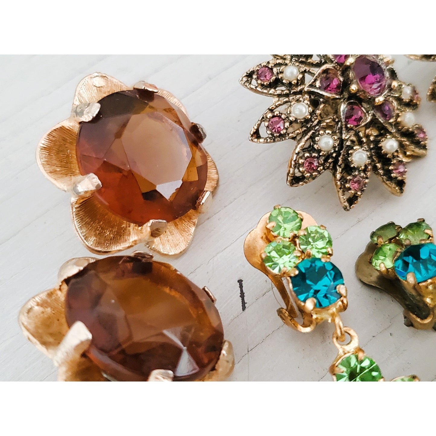 Lot of Vintage Mid Century Gorgeous Clip On Earrings