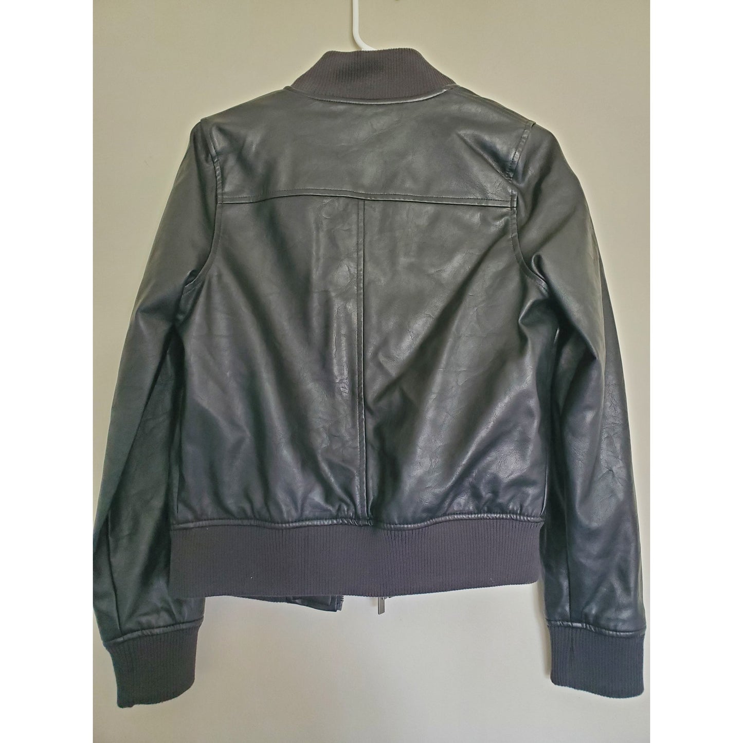 Black Leather Bomber Style Jacket
