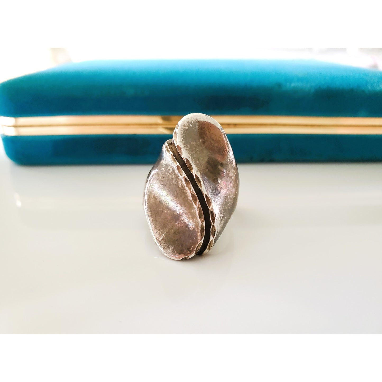 Vintage Sterling Silver Modernist Concave Ring