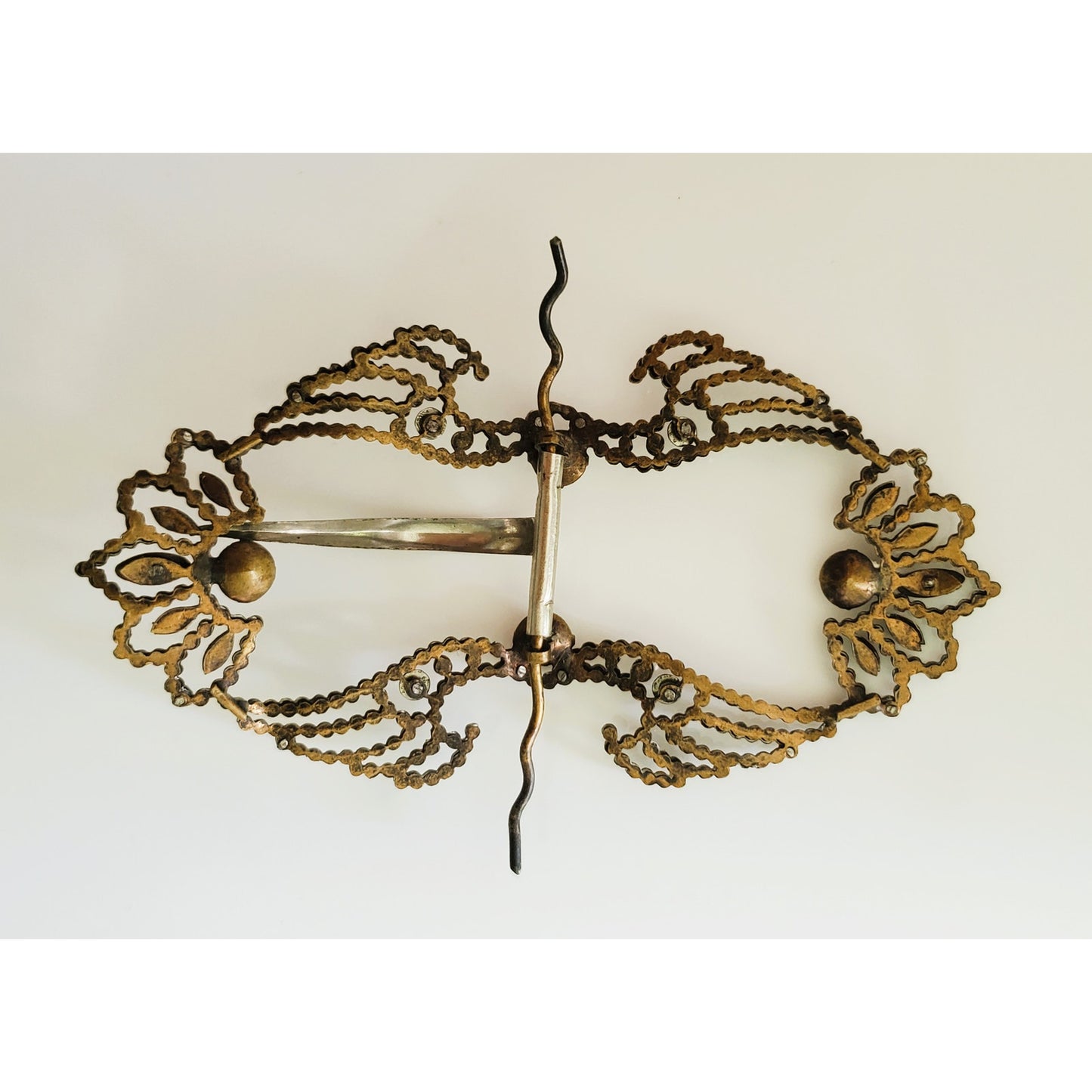 Vintage Silver Tone Rhinestone Belt Buckle