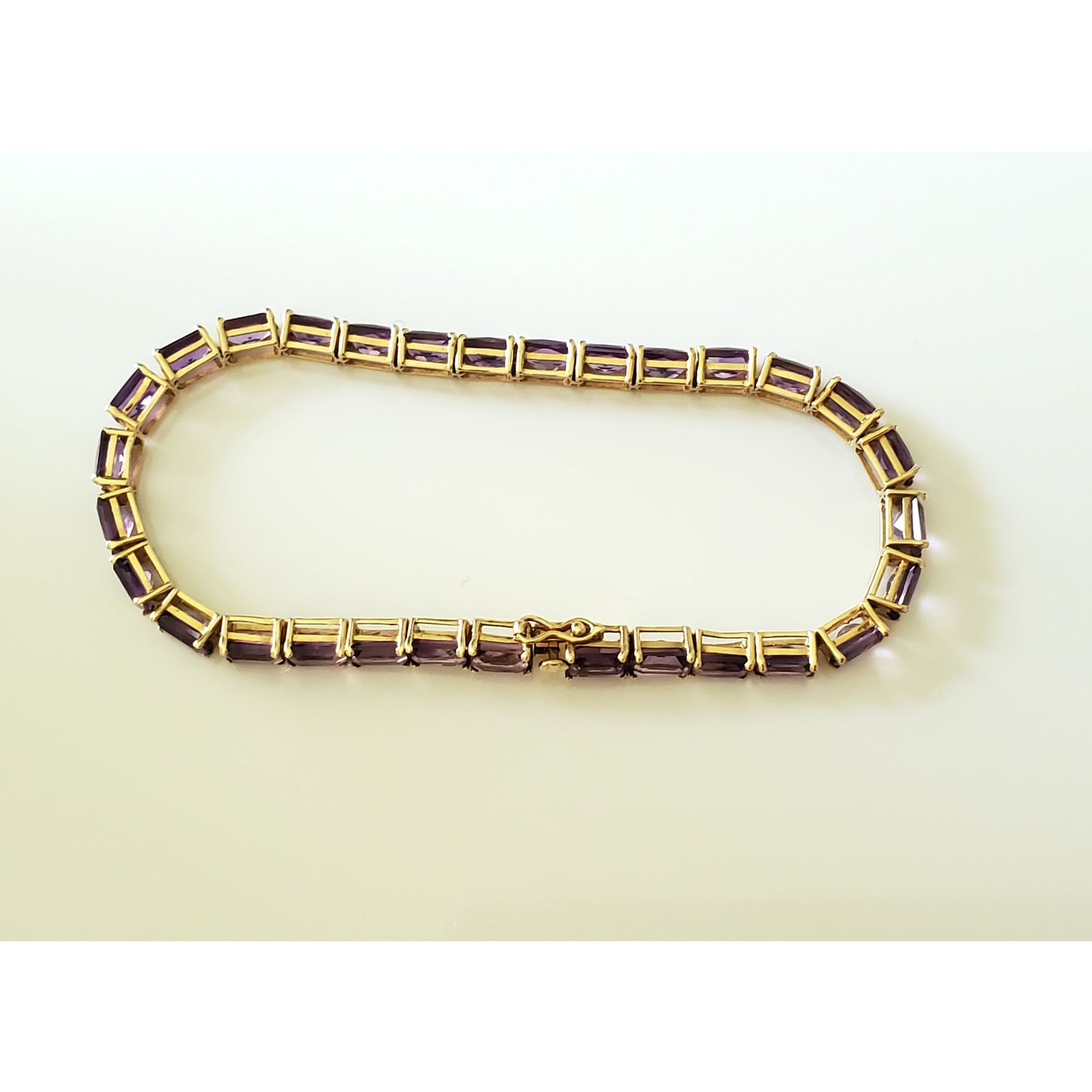 Vintage 14K Gold Amethyst Square Cut Bracelet