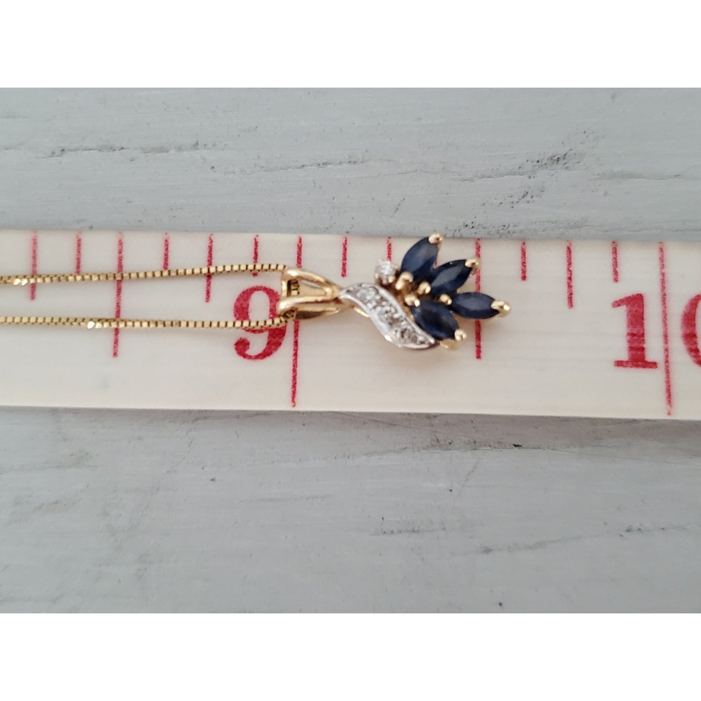 Vintage 14K Gold Dainty Sapphire and Diamond Floral Necklace
