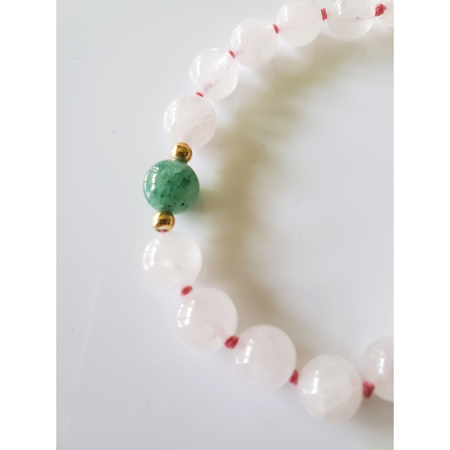 Vintage Multi Strand Rose Quartz and Jade Beaded Necklace