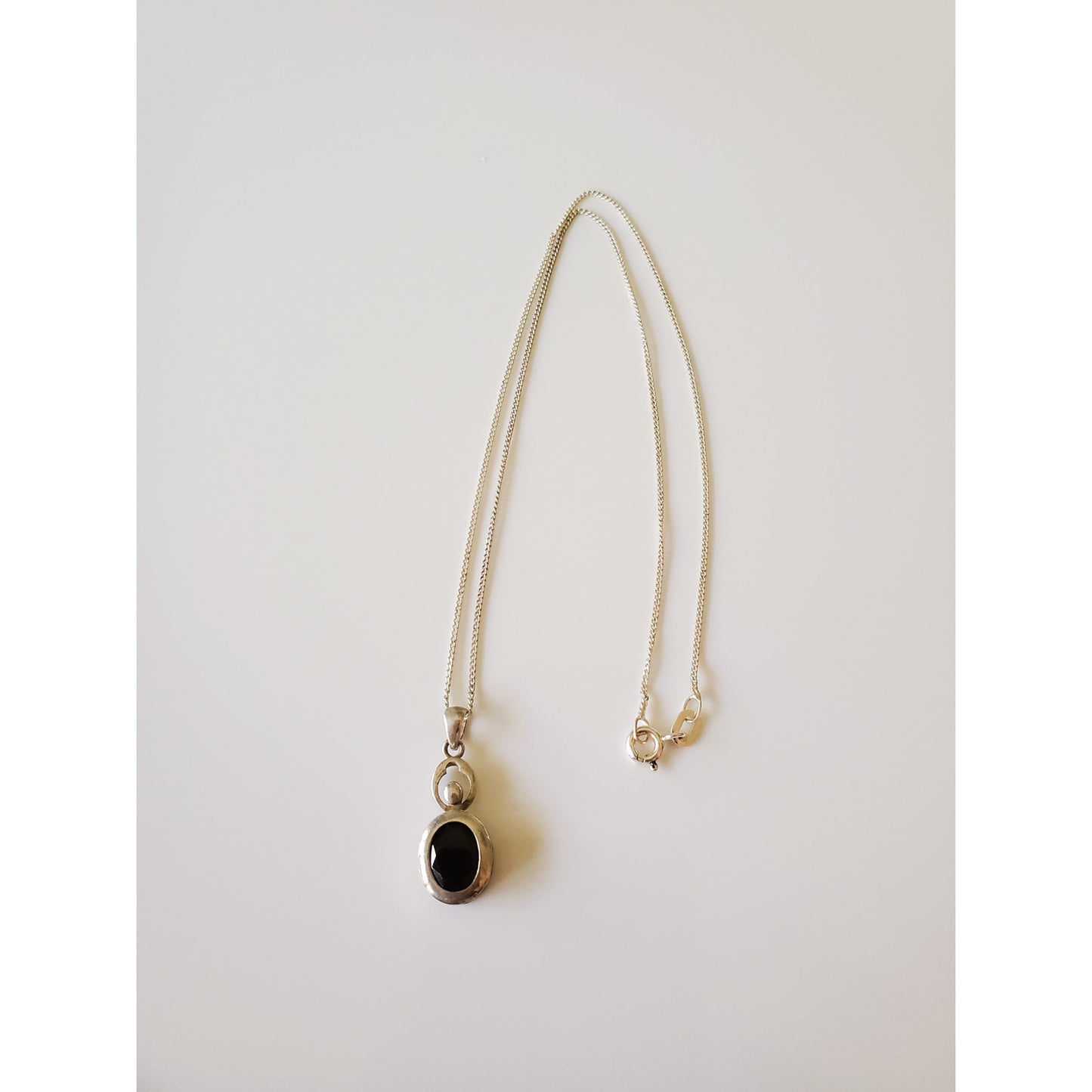 Vintage Sterling Silver Onyx Necklace