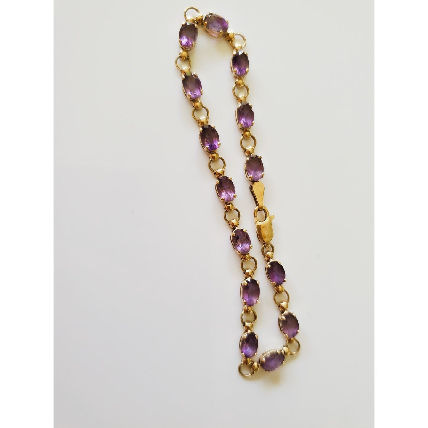 Vintage 10K Gold Amethyst Tennis Bracelet