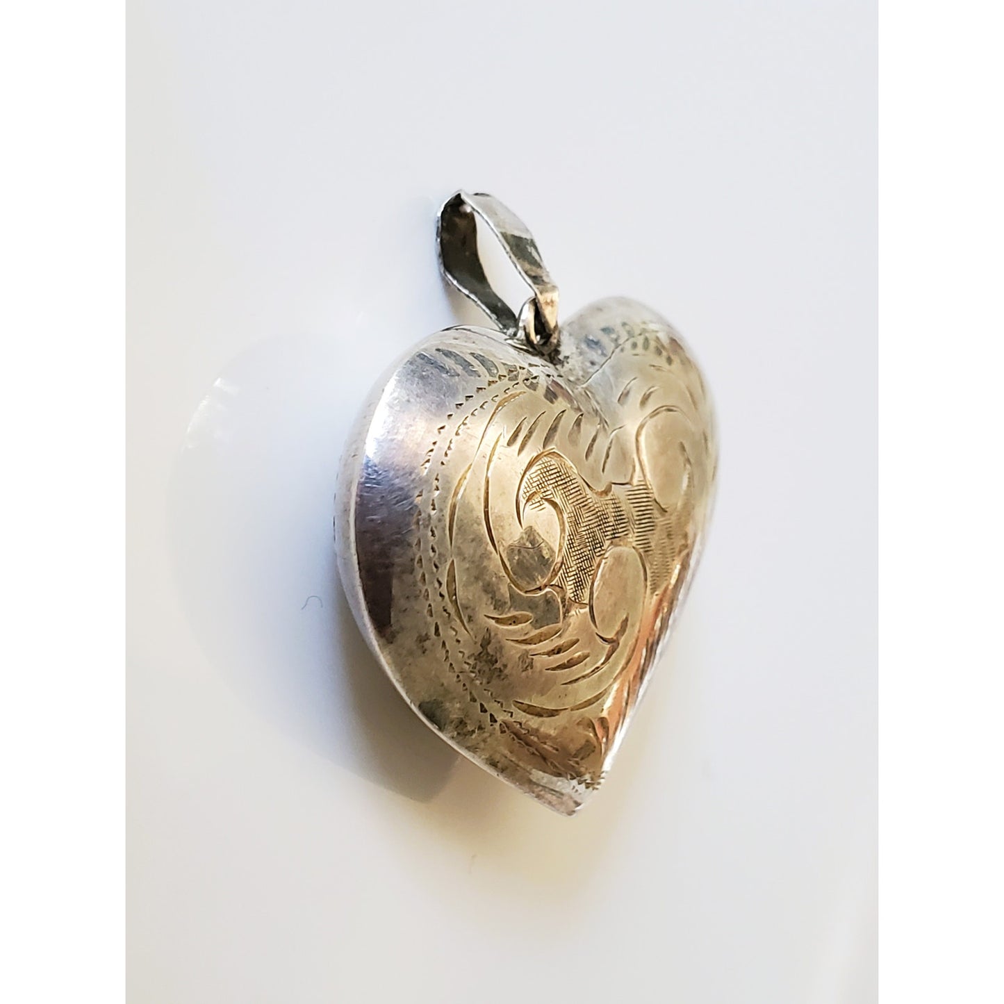 Vintage Puffy Sterling Silver Heart Pendant