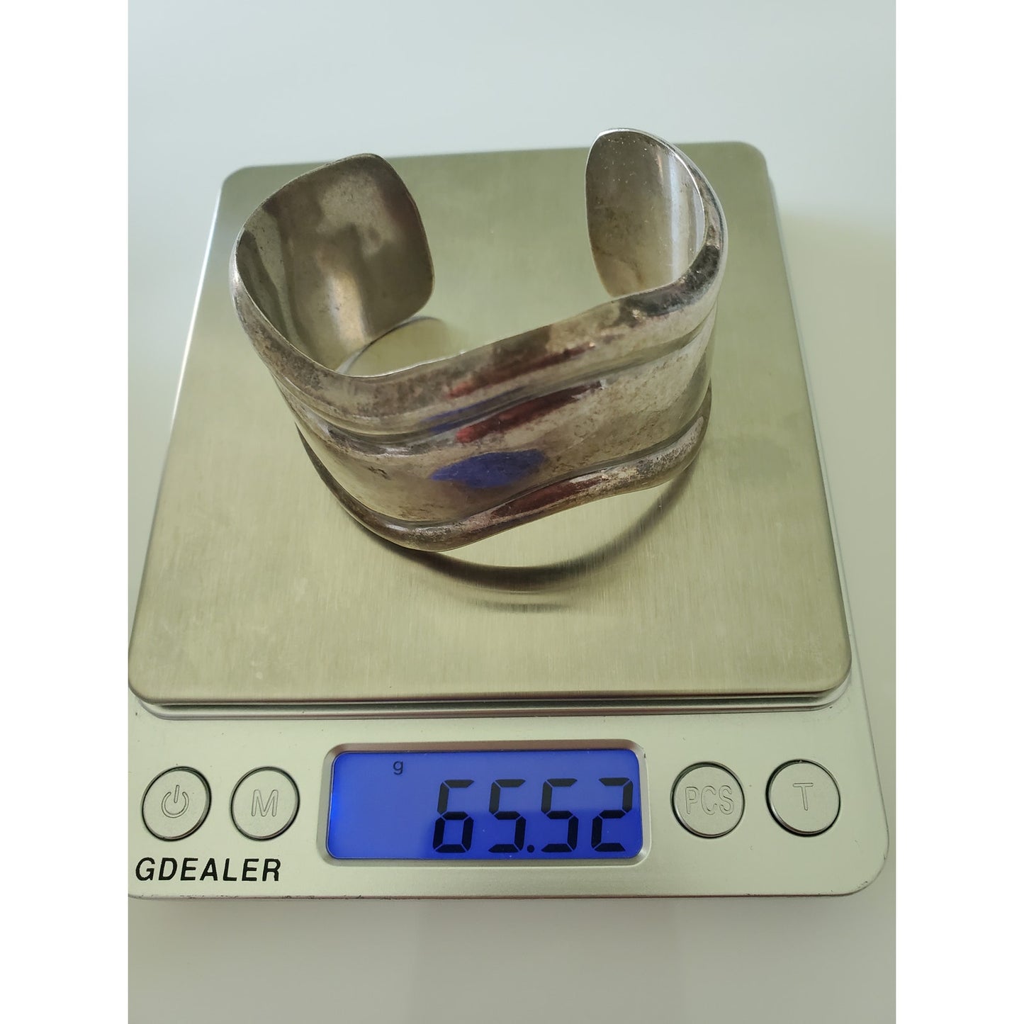 Vintage Taxco Mexico Modernist Sterling Silver Wave Cuff Bracelet