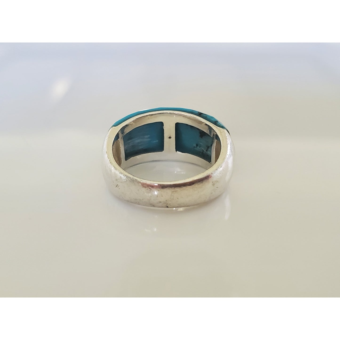 Faceted Turquoise Sterling Silver Ring Band