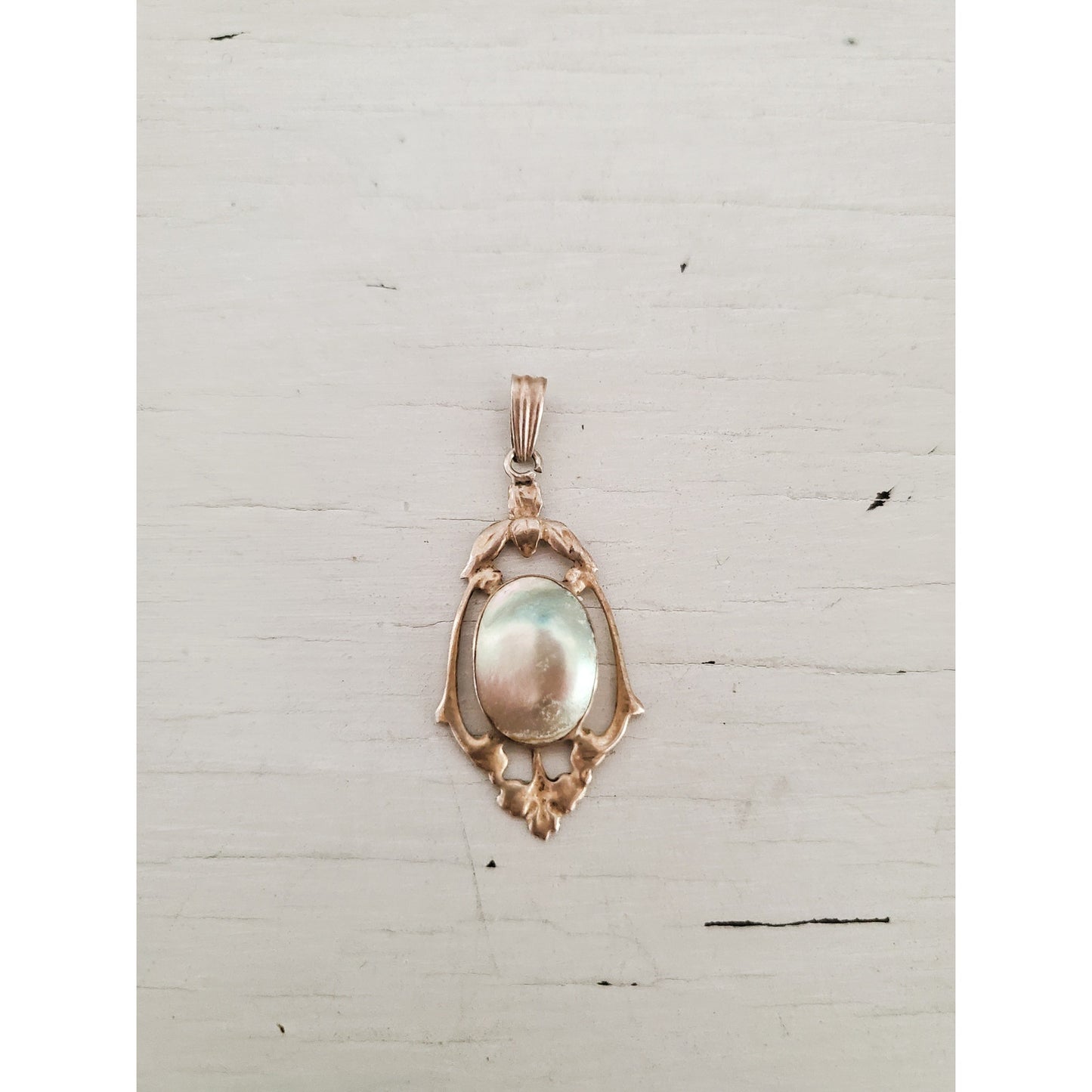 Vintage Mother of Pearl Sterling Silver Pendant