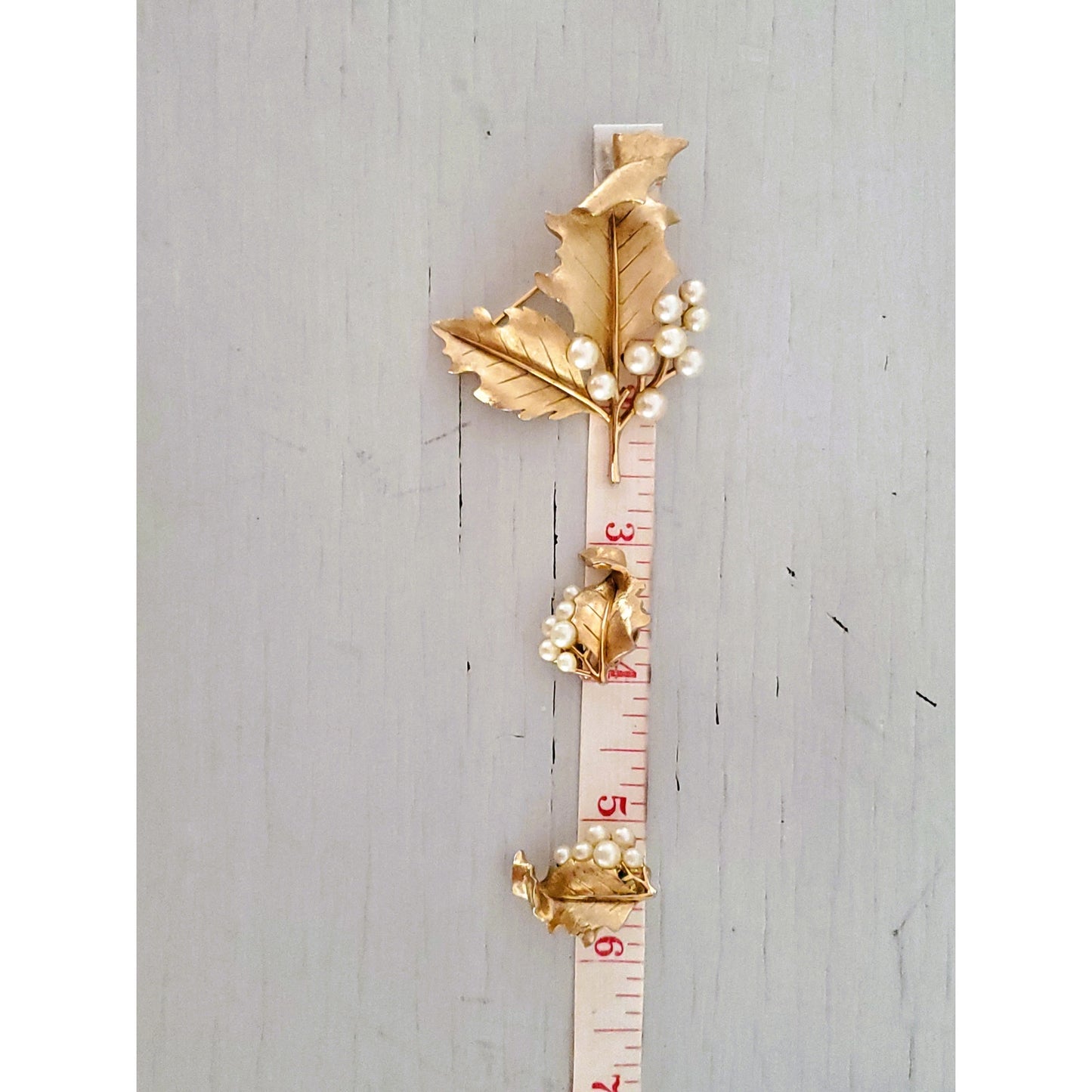 Vintage Mid-Century Crown Trifari Holly Leaf and Pearl Set