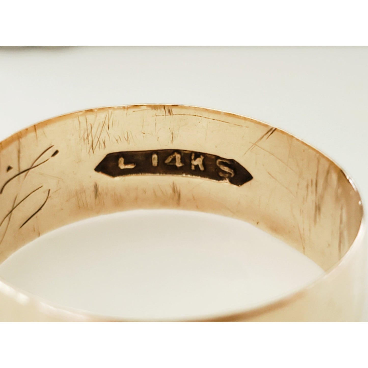 Vintage Victorian 14K Rose Gold Engraved Wide Band Ring