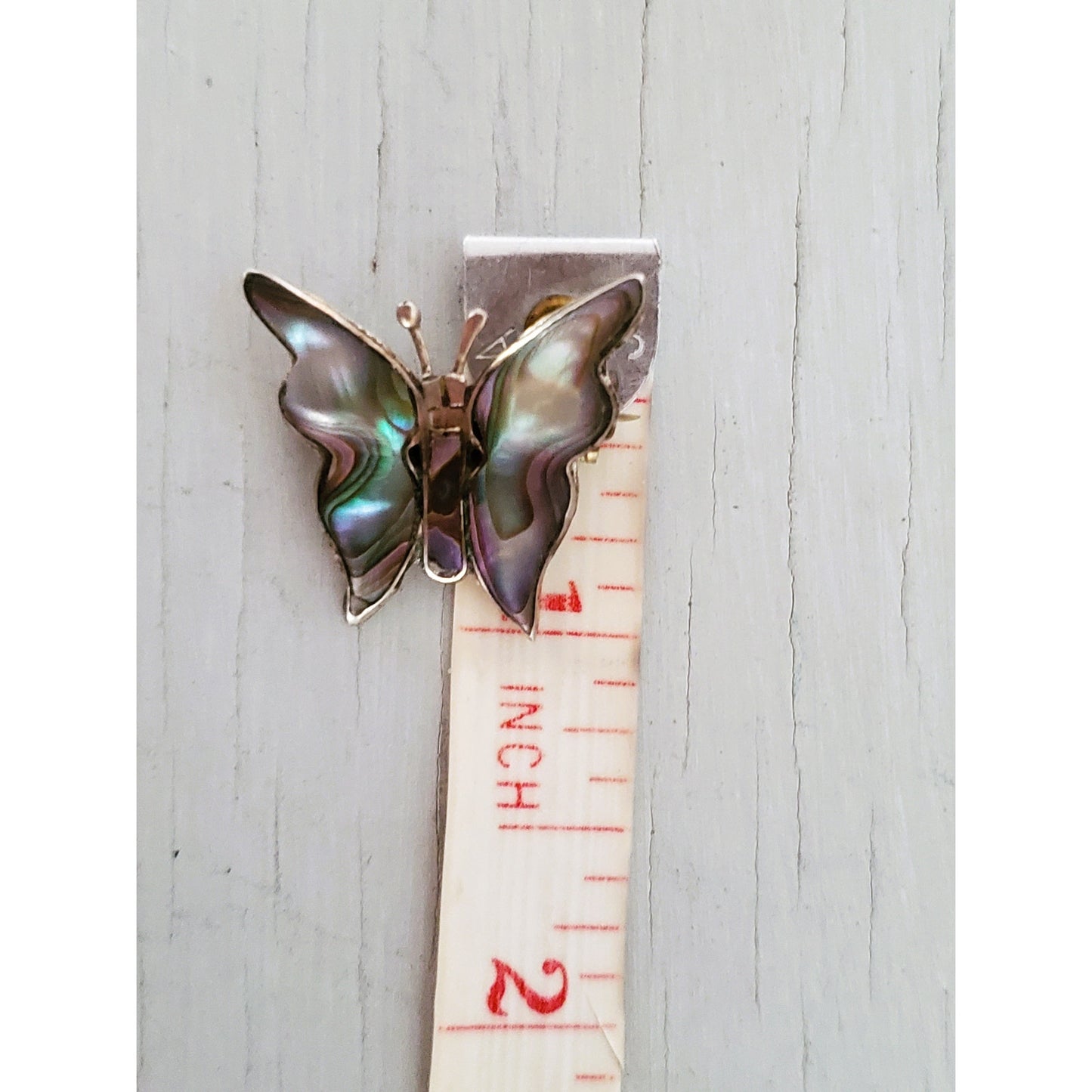 Vintage Sterling Silver Mother of Pearl Butterfly Pin