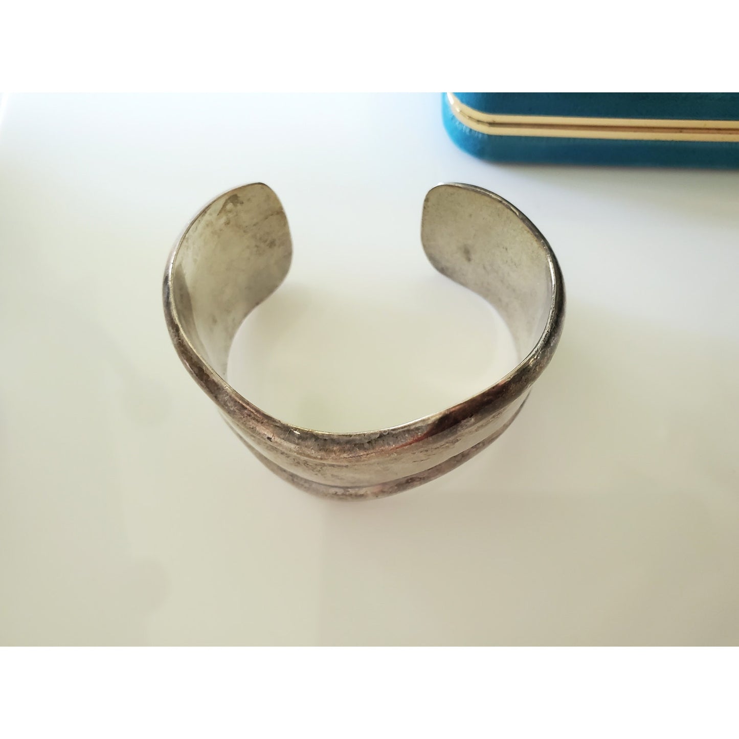 Vintage Taxco Mexico Modernist Sterling Silver Wave Cuff Bracelet