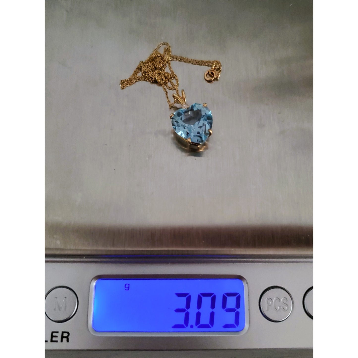 Vintage 14k Gold Clyde Duneier Heart Topaz Necklace
