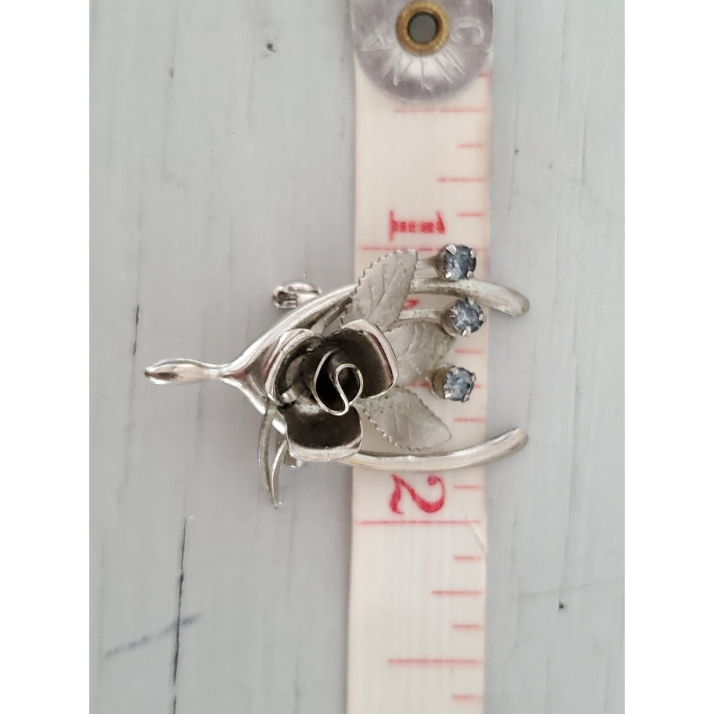 Vintage Silver tone Floral Wishbone Pin Brooch