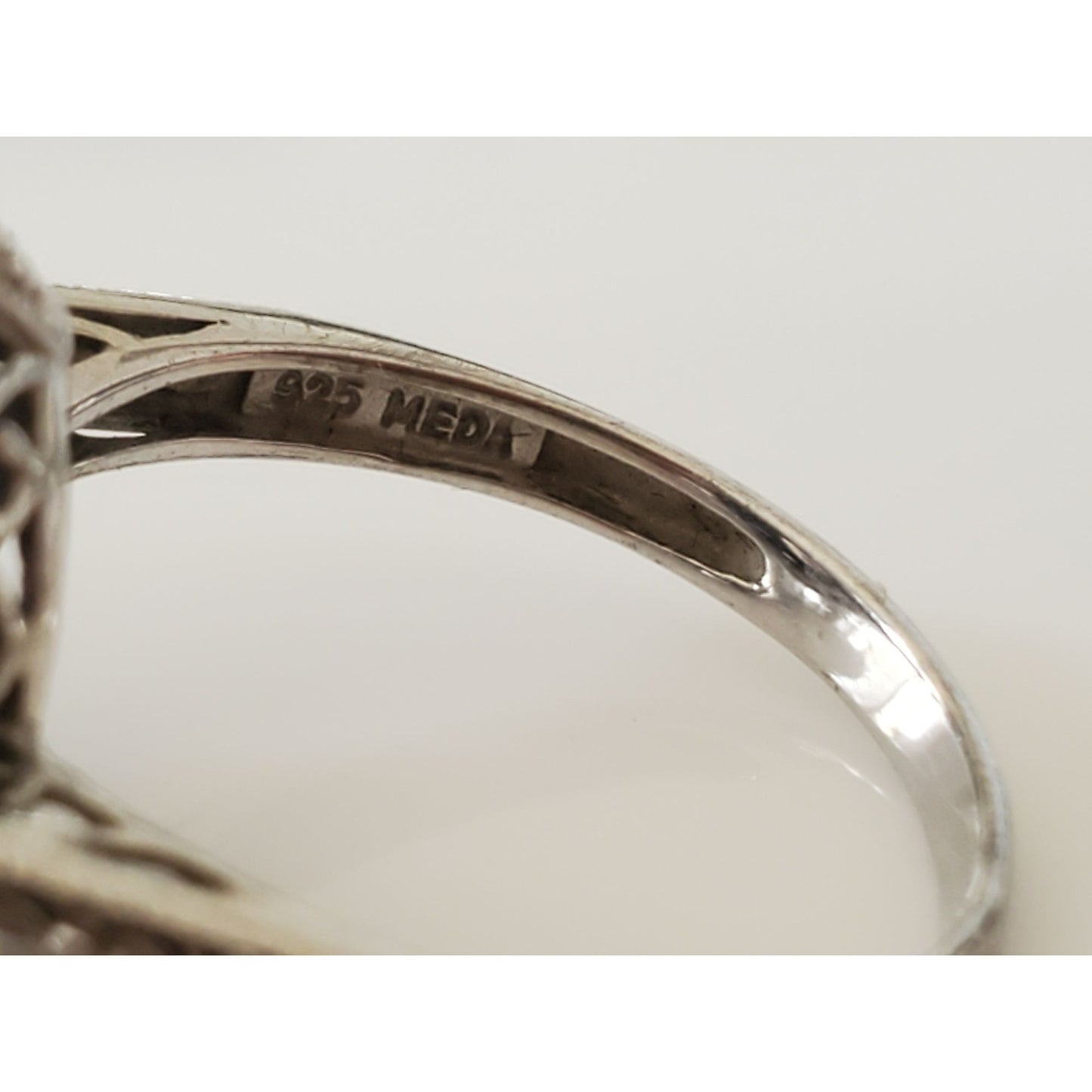 Sterling Silver Meda CZ and Blue Halo Stone Ring