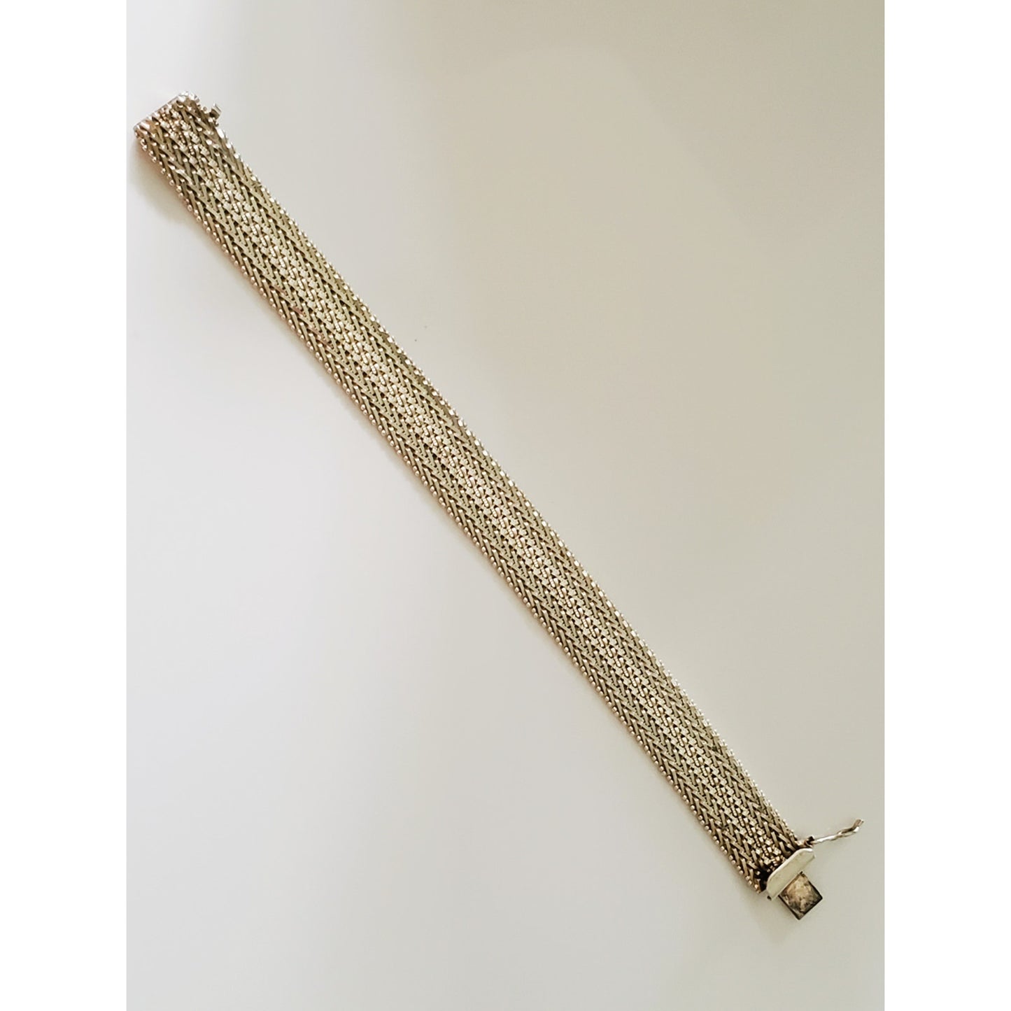Vintage Wide Woven Sterling Silver Bracelet