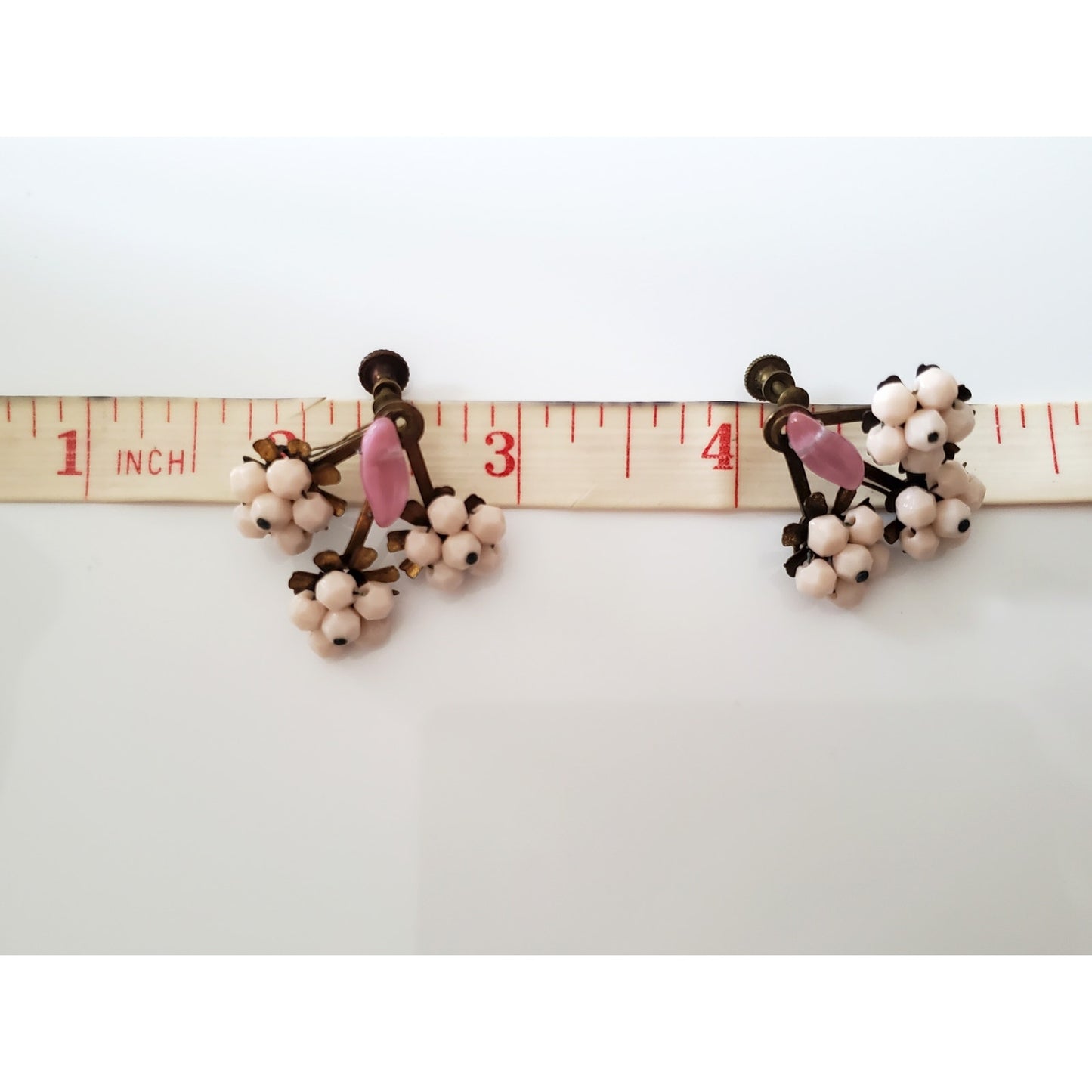 Vintage Light Pink Floral Necklace and Earring Set