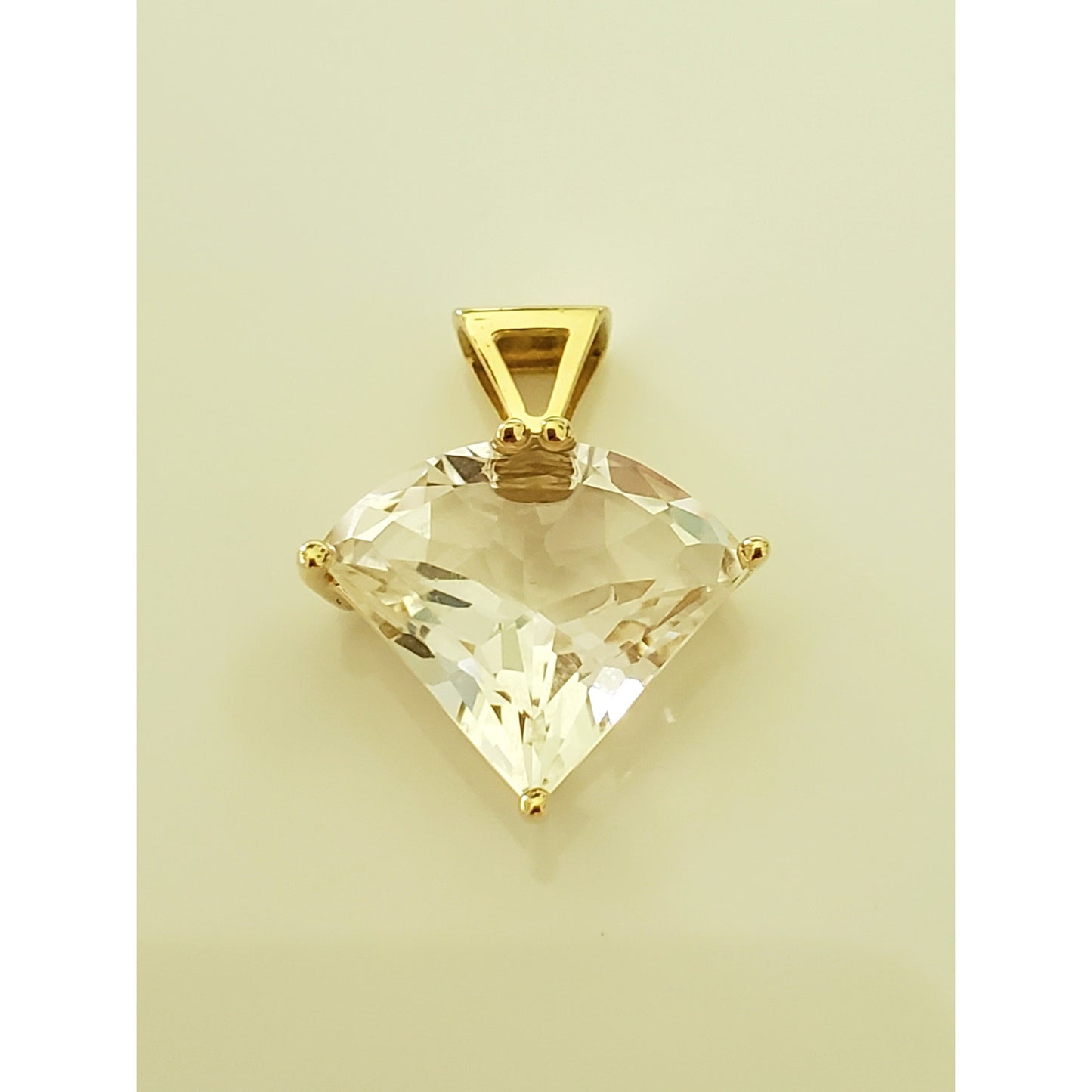 Vintage 14K Gold Triangle Crystal Zirconia Earring and Pendant Set
