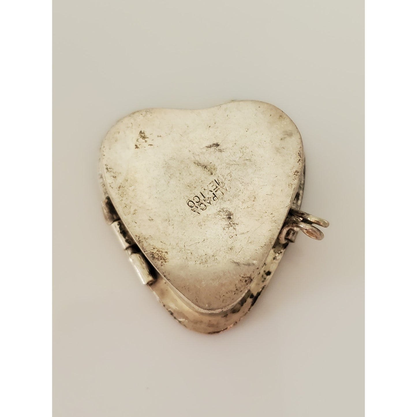Vintage Estate Silver Alpaca Mother of Pearl Inlay Pill Snuff Box Mexico