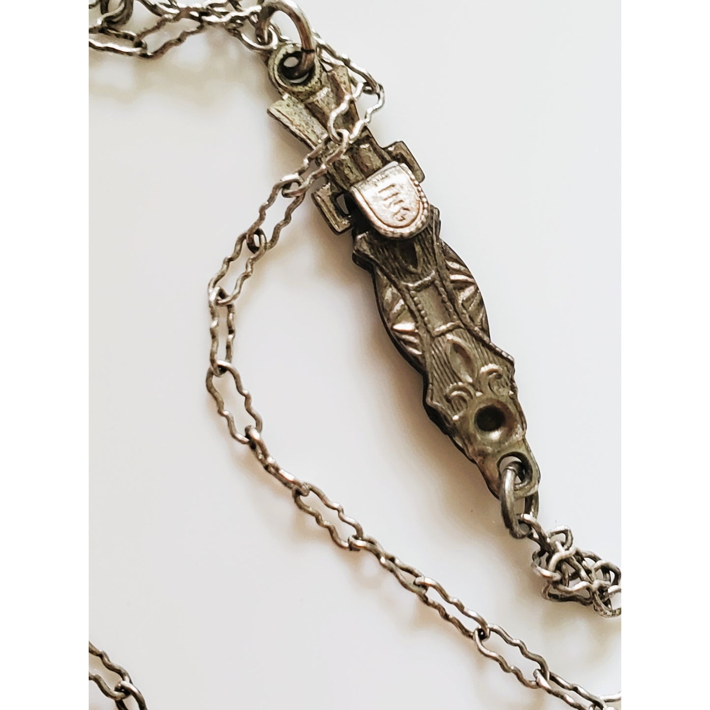 Vintage Sterling Silver Carved Cameo Pendant Necklace