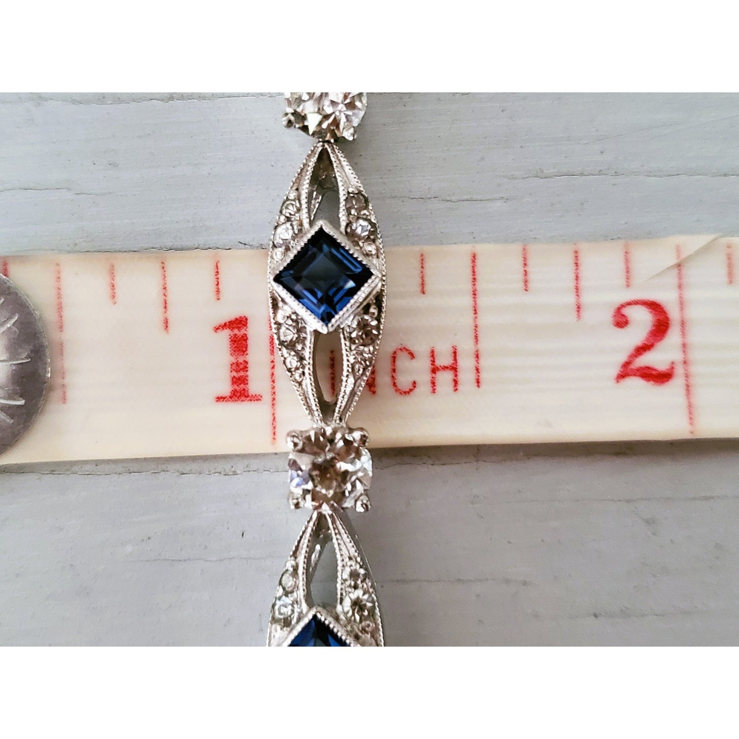 Sterling Silver Sapphire and CZ Tennis Bracelet
