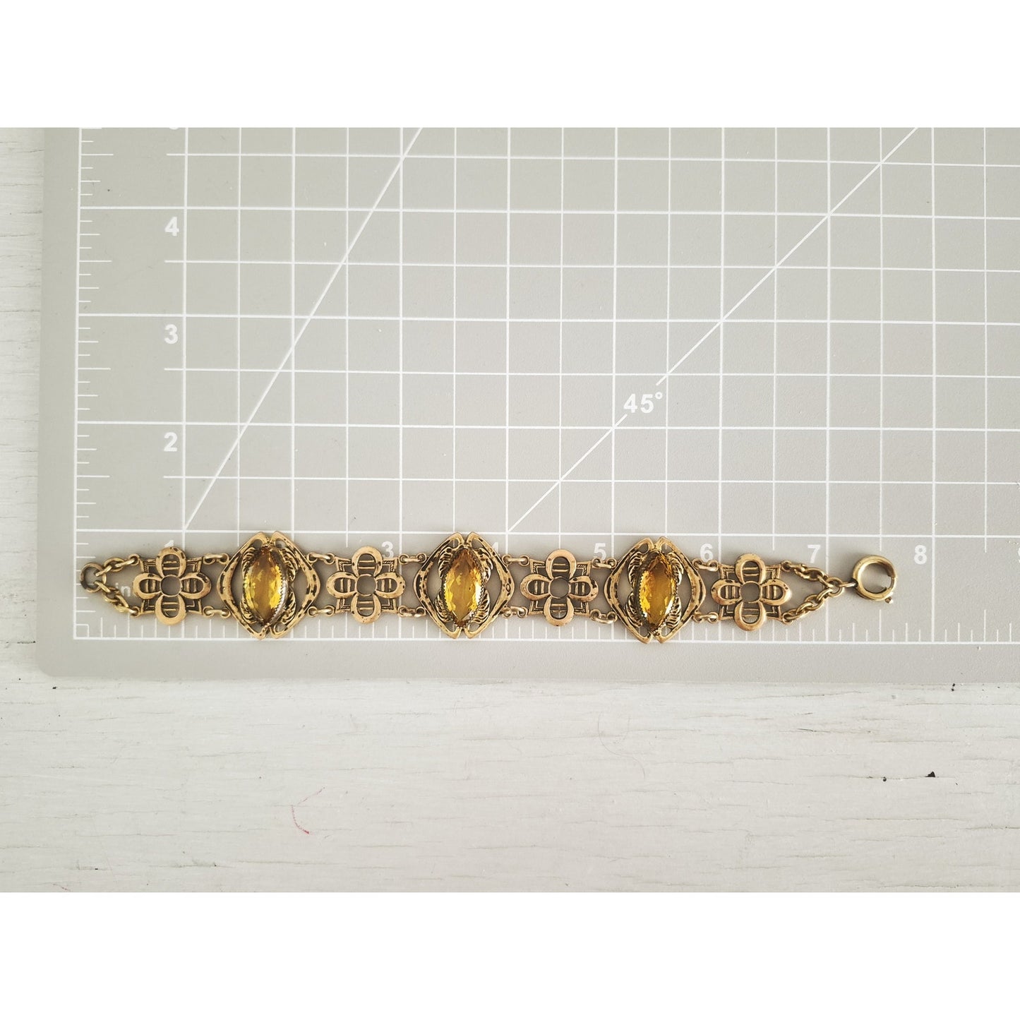 Vintage Citrine Filigree Gold-tone Bracelet
