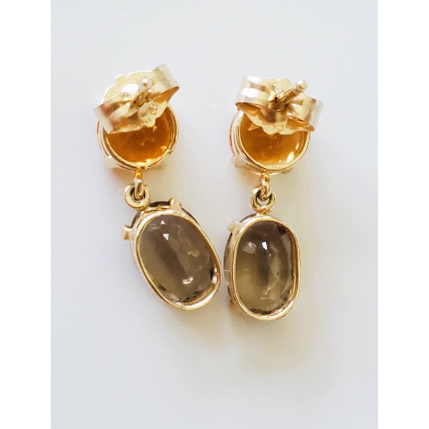 Vintage Citrine and Smokey Topaz Dangle Earrings