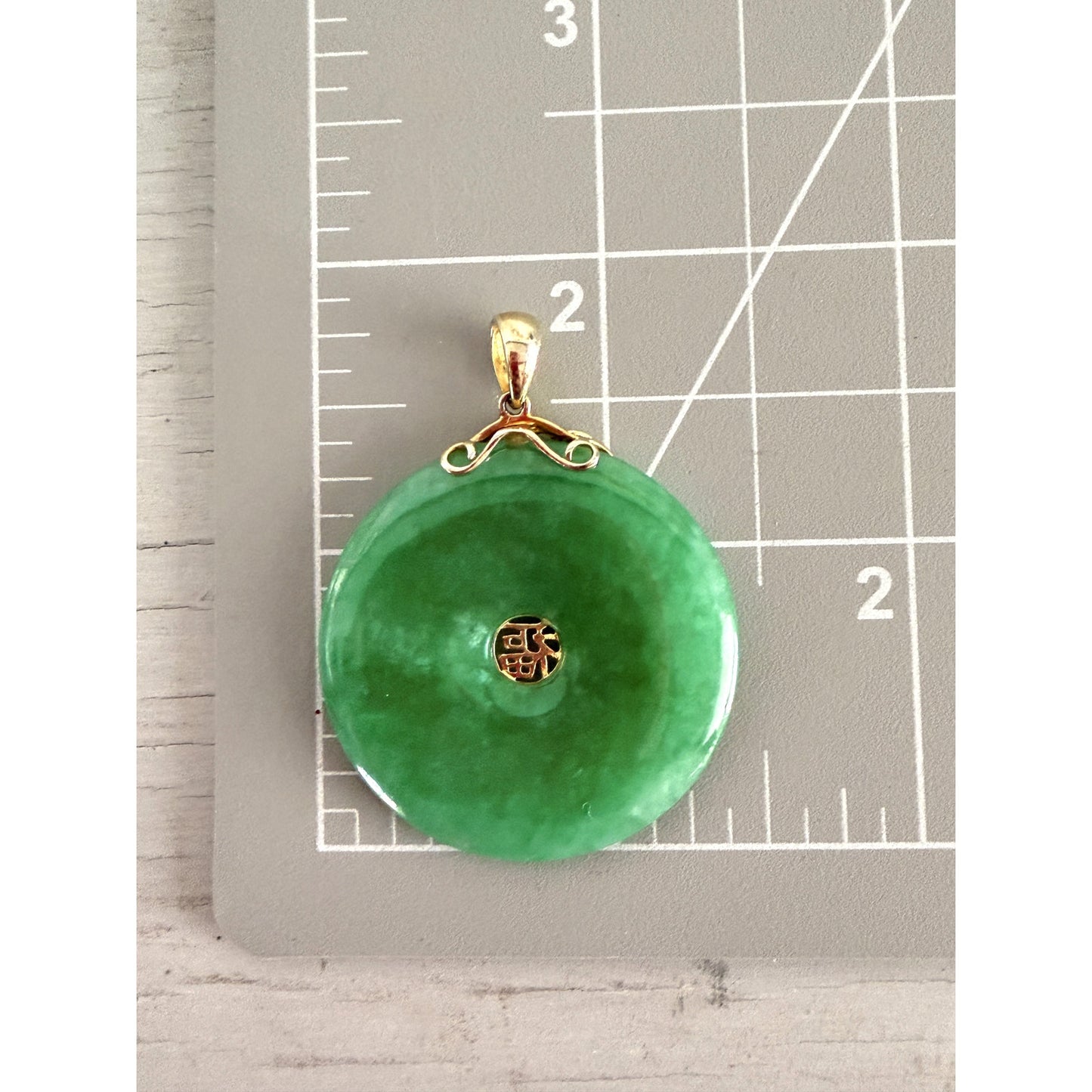 Vintage Sterling Silver Circular Jade Pendant