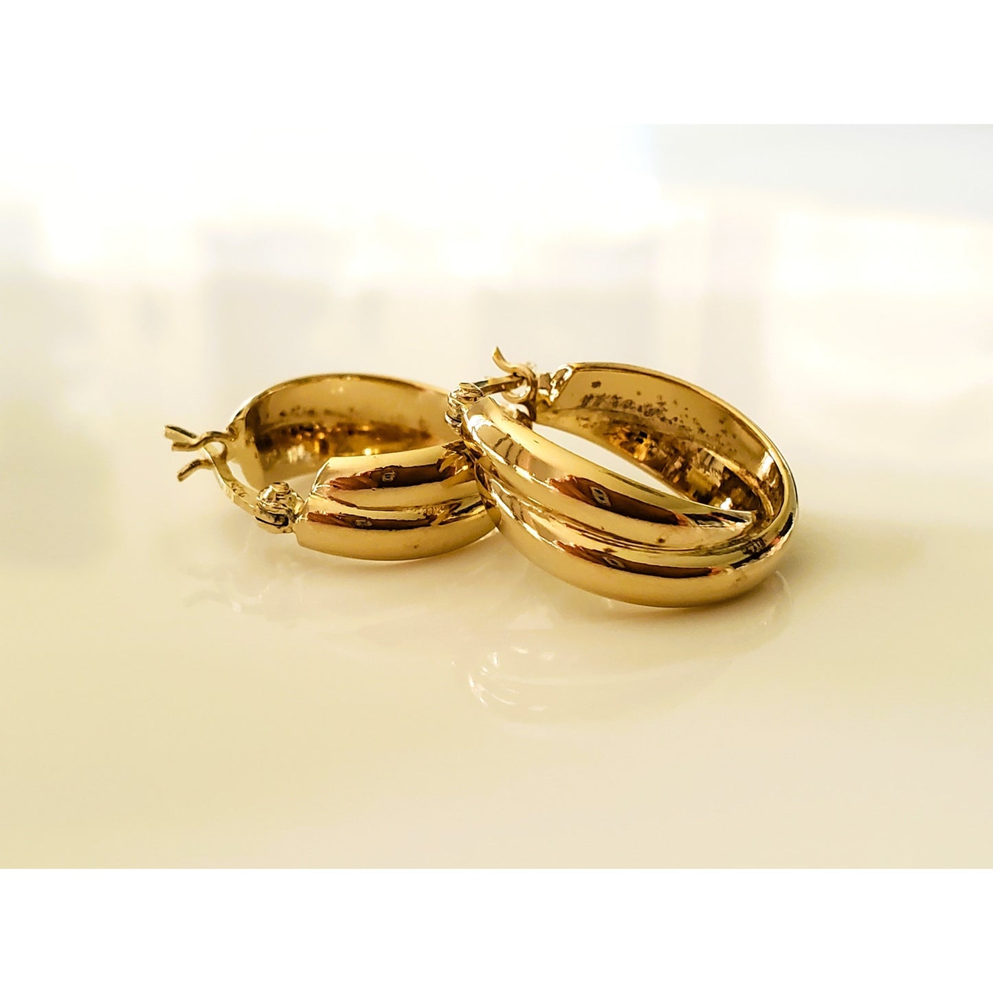 Vintage Sterling Silver Gold Tone Hoop Earrings