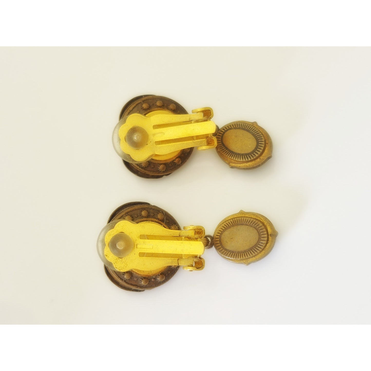 Vintage Gold-tone Faux Opal Clip On Earrings