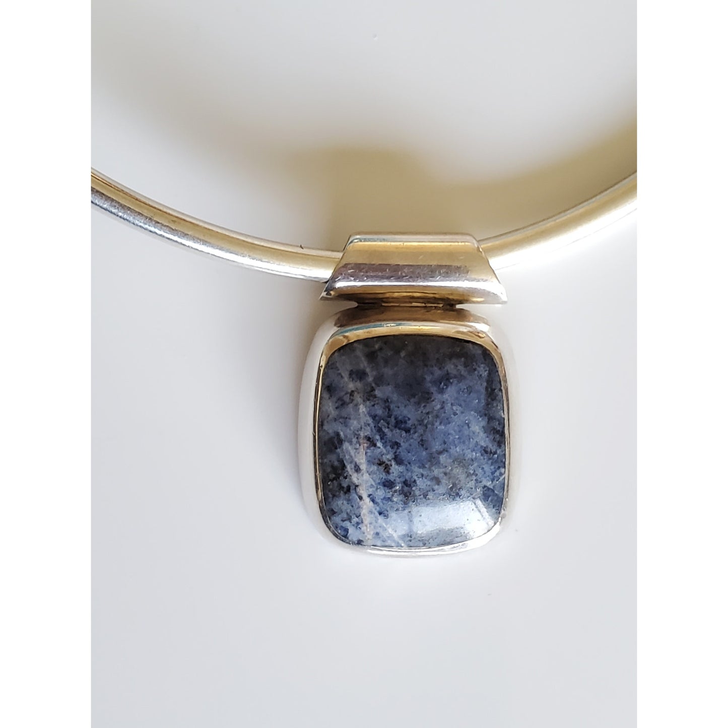 Vintage Sterling Silver Lapis Square Pendant