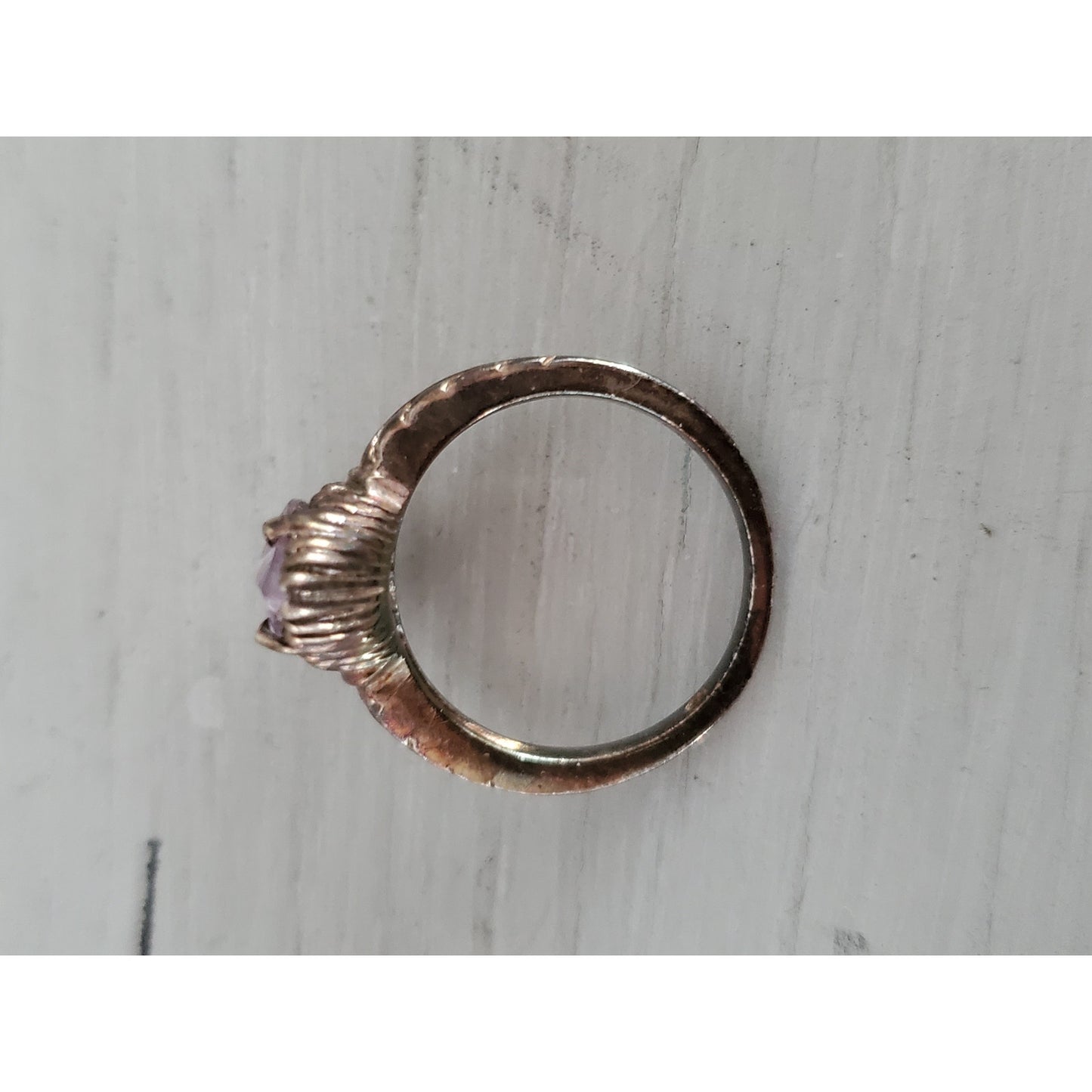 Vintage Sterling Silver Marquise Cut Purple Amethyst Ring