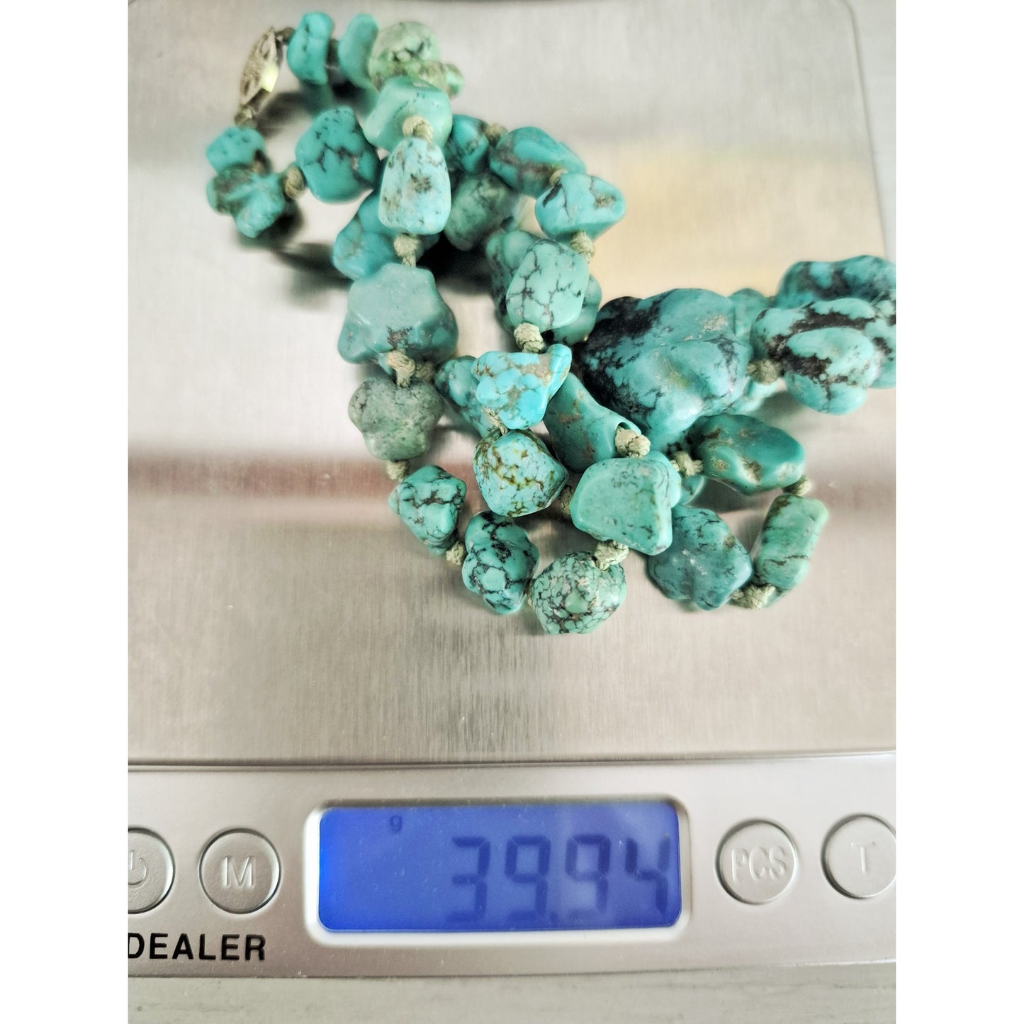 Vintage Sterling Silver Turquoise Nugget Necklace