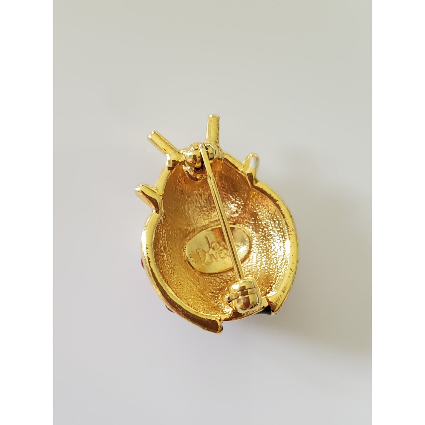 Vintage Joan Rivers Enamel Rhinestones Lady Bug Pin Brooch
