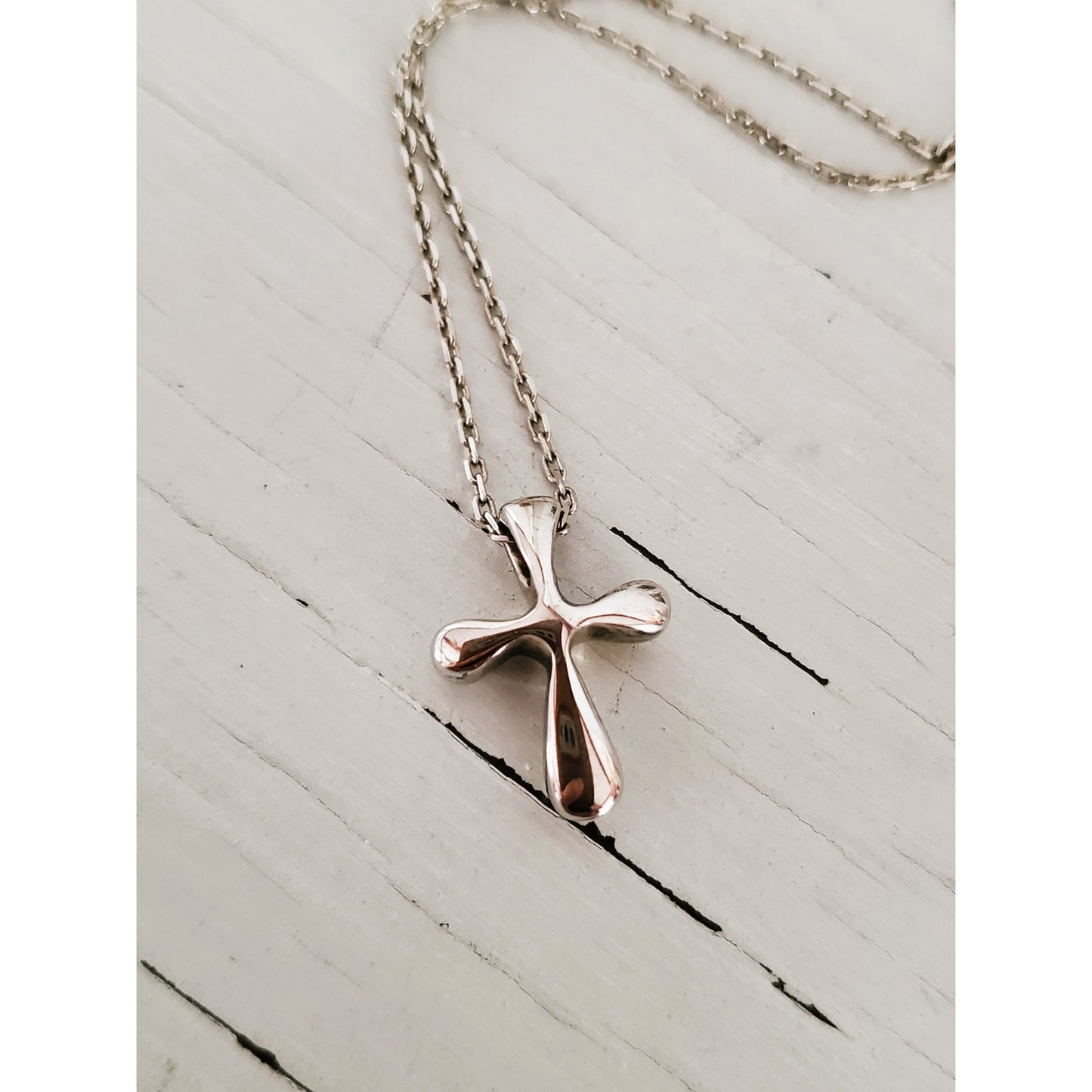 Vintage Sterling Silver Dainty Cross Necklace